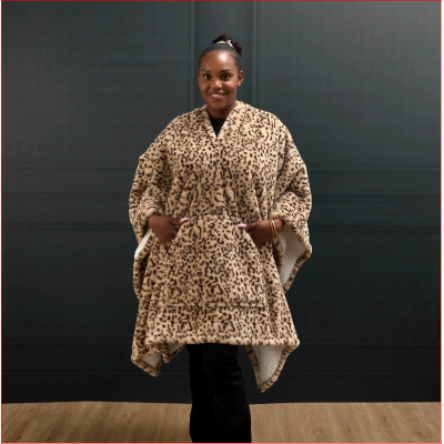 PLAID PONCHO LEOPARD KEILA