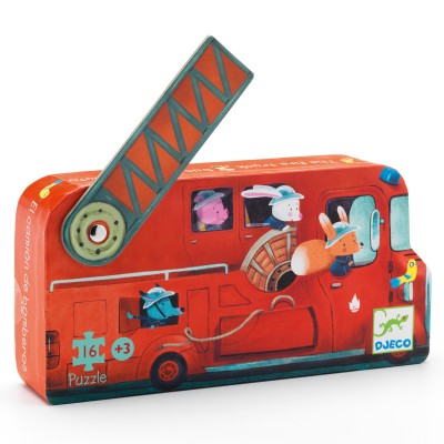 PUZZLE SILHOUETTE Camion de pompier 16p
