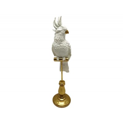 STATUE PERROQUET BLANC SUR PIED